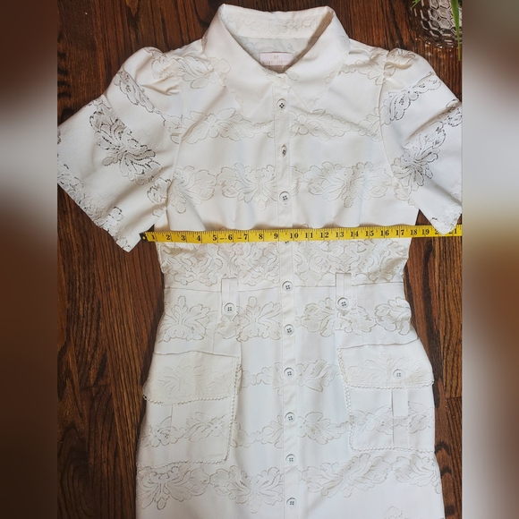 Rachell Parcell Women's White Short Sleeve Button Front Dress Size 10 - Picture 8 of 11